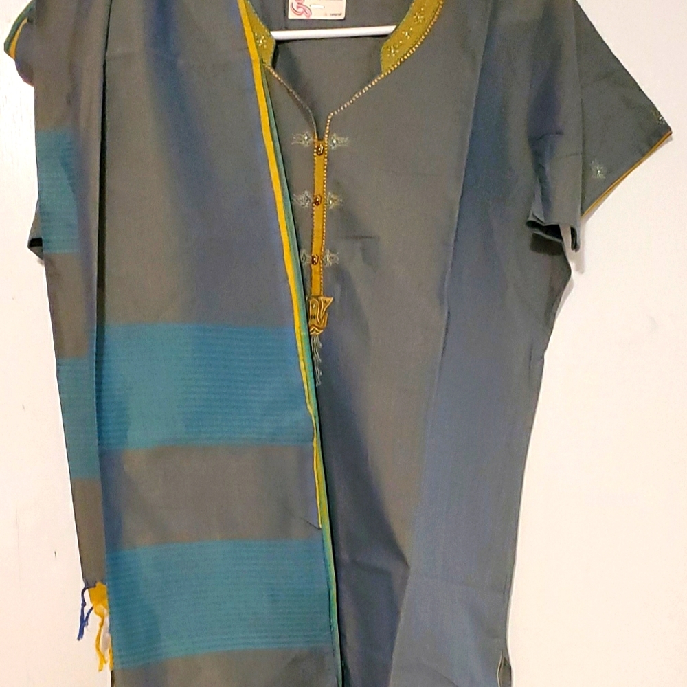 Gray/Blue/Purple Kamzee with Sari